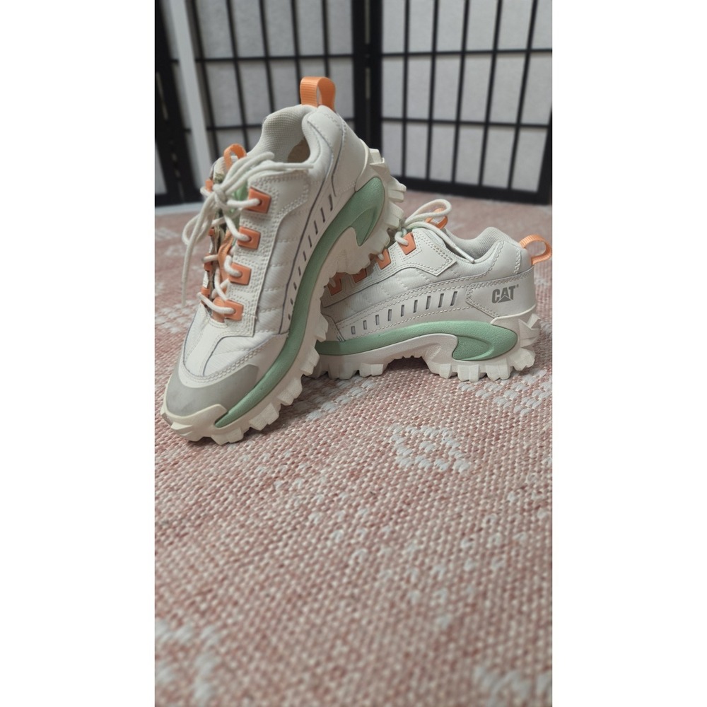 Caterpillar CAT Men's 8.5 Women's 10 Intruder White Mint Orange Chunky Sneaker